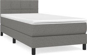 vidaXL Κρεβάτι Boxspring με Στρώμα Σκούρο Γκρι 90x190 εκ. Υφασμάτινο