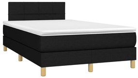 vidaXL Κρεβάτι Boxspring με Στρώμα &amp; LED Μαύρο 120x200 εκ. Υφασμάτινο