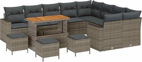 vidaXL Σετ Καναπέ Κήπου 13 pcs Γκρι συνθετικό ρατάν