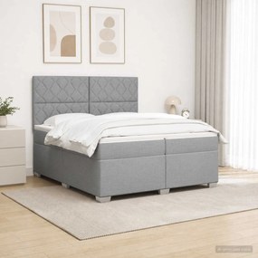 vidaXL Κρεβάτι box spring με στρώμα Ανοιχτό γκρι 200 x 200 cm Ύφασμα