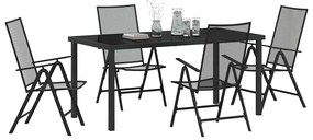 vidaXL Σέτ φαγητού για κήπο Πτυσσόμενος 5 pcs Ανθρακί Ατσάλι