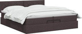 vidaXL Κρεβάτι Ottoman με Στρώμα και LED Σκούρο Καφέ 200 x 200 cm