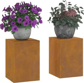 vidaXL Βάση φυτών 2 pcs Σκ rusty 24 x 24 x 35 εκ.