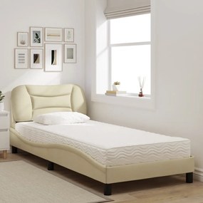 vidaXL Κρεβάτι με Στρώμα Κρεμ 80 x 200 εκ. Υφασμάτινο