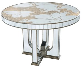 Artekko Galio Τραπέζι με Καθρέπτη MDF Γυαλί Χρυσό (120x120x80)cm