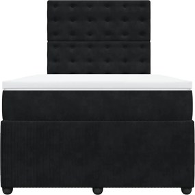 vidaXL Κρεβάτι Boxspring με Στρώμα Μαύρο 120x190 εκ. Βελούδινο