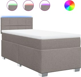 vidaXL Κρεβάτι Boxspring με Στρώμα Taupe 100 x 200 εκ. Υφασμάτινο