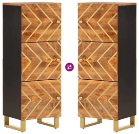 vidaXL Ντουλάπι Καφέ/Μαύρο 40 x 33,5 x 110 εκ. από Μασίφ Ξύλο Μάνγκο