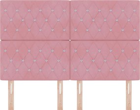 vidaXL Κεφαλάρι με κεφαλάρι Ροζ 144 cm Τεχνητό Δέρμα