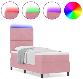 vidaXL Κρεβάτι με ελατήρια με στρώμα Ροζ 80 x 200 cm Βελούδο