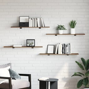 vidaXL Δίσκος Βιβλιοθήκης 4 pcs Καφέ 100 x 40 x 1.5 εκ. Μοριοσανίδα