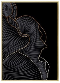 Κάδρο Σε Καμβά Mets 1 022866 51,5x71,5xH3,5cm Black-Gold Κάθετοι Wood, Canvas