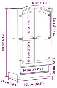 ΝΤΟΥΛΑΠΑ CORONA 102X52X186 ΕΚ. ΑΠΟ ΜΑΣΙΦ ΞΥΛΟ ΠΕΥΚΟΥ 4012156