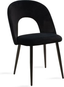 Καρέκλα Jonah pakoworld βελούδο μαύρο-μαύρο πόδι