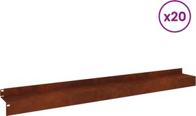 vidaXL Περίγραμμα γκαζόν 20 τμχ. 100 x 10 x 8 εκ Ατσάλι Σκ rusty