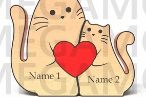 Σετ των 3 Intra απο ξύλο plywood 3mm-4mm πάχος Διακόσμηση τραπεζιού Cat Couple Δίασταση 15x15 cm INTRAFABR-121637327