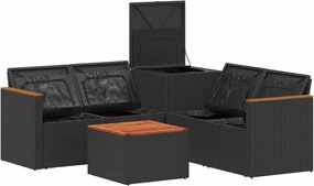 vidaXL Σετ Καναπέ 6 τμχ. Μαύρο 55 x 55 x 37 εκ Πολυ-ρακί και Χάλυβας