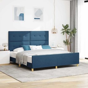 vidaXL Σκελετός Κρεβατιού με κεφαλάρι Μπλε 180 x 200 cm ύφασμα