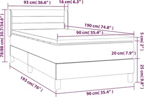 vidaXL Κρεβάτι Boxspring με Στρώμα Μαύρο 90x190 εκ. Βελούδινο