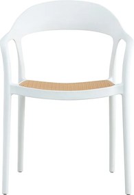 Πολυθρόνα Ember στοιβαζόμενη pakoworld με UV protection PP μπεζ- λευκό 52.5x56.5x81εκ.
