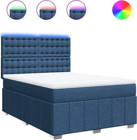 vidaXL Κρεβάτι Boxspring με Στρώμα Μπλε 140x200 εκ. Υφασμάτινο