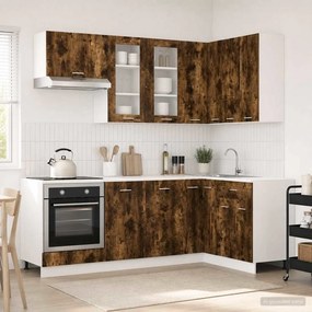 vidaXL Μονάδα κουζίνας LYON 8 pcs Καπνισμένο Ξύλο Δρυός