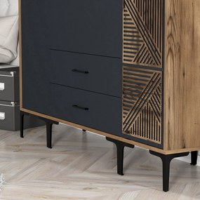Τετραφυλλη Ντουλαπα Καρυδι/Ανθρακι SOLANO 47.5x120x201.4