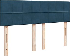 vidaXL Κρεβάτι Boxspring με Στρώμα Μπλε 160x200 εκ. Βελούδινο