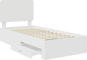 vidaXL Σκελετός Κρεβατιού Λευκό 75 x 190 cm Επεξεργασμένο ξύλο