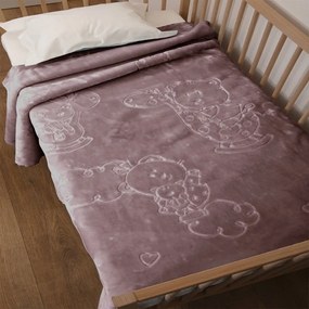 Κουβέρτα Βρεφική Βελουτέ Bear 2 Blush Pink Anna Riska Αγκαλιάς 80x110cm Πολυέστερ