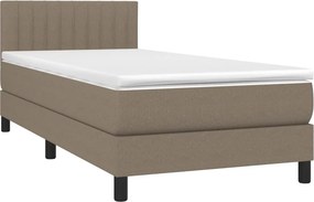 vidaXL Κρεβάτι Boxspring με Στρώμα &amp; LED Taupe 100x200 εκ. Υφασμάτινο