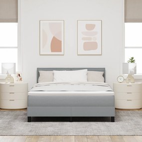 vidaXL κρεβάτι box spring  με στρώμα & LED φως γκρι 160x200 εκ. ύφασμα