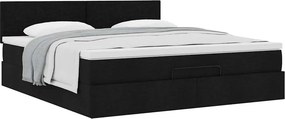 vidaXL Οθωμανικό κρεβάτι με στρώμα Μαύρο 180x200cm Ύφασμα