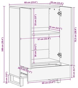 Ντουλάπι 60x34x100 εκ. από Μασίφ Ξύλο Ακακίας - Πολύχρωμο