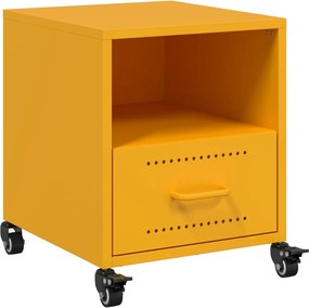 vidaXL Κομοδίνο Μουσταρδί 36x39x43,5 εκ. από Χάλυβα