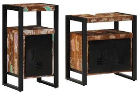 Σετ Επίπλων Μπάνιου με ράφι 2 pcs Καφέ Στερεό ανακτημένο ξύλο