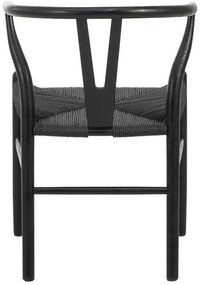 Καρέκλα Wishbone pakoworld rubberwood-σχοινί σε μαύρη απόχρωση 53.5x57x74εκ