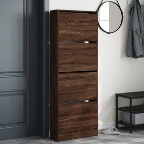 vidaXL Παπουτσοθήκη Καφέ δρυς 60x21x163,5 εκ. από Επεξεργασμένο Ξύλο
