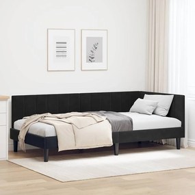 vidaXL Κρεβάτι Γωνίας με κεφαλάρι Μαύρο 90 x 200 cm Βελούδο