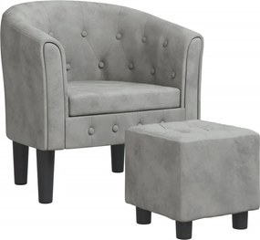 vidaXL Πολυθρόνα Μπάρελ με Υποπόδιο Ανοιχτό Γκρι Βελούδινη