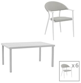 Intrahome Τραπεζαρία Kliton-Pino σετ 7τεμ Intrahome αλουμίνιο σε λευκή απόχρωση 150x80x74εκ | SKU: INTRAPA-311111987
