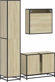 vidaXL Σετ Επίπλων Μπάνιου 3 Τεμαχίων Sonoma Δρυς Επεξεργασμένο Ξύλο