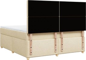 vidaXL Κρεβάτι Boxspring με Στρώμα Κρεμ 180x200 εκ. Υφασμάτινο