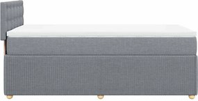 vidaXL Κρεβάτι Boxspring με Στρώμα Ανοιχτό Γκρι 90x190 εκ. Υφασμάτινο