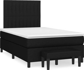 vidaXL Κρεβάτι Boxspring με Στρώμα Μαύρο 120x200 εκ. Υφασμάτινο