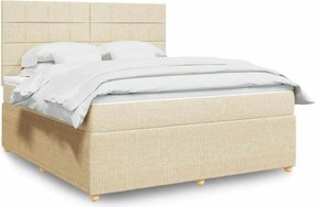 vidaXL Κρεβάτι Boxspring με Στρώμα Κρεμ 180x200 εκ. Υφασμάτινο