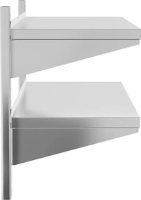 vidaXL Ράφι Τοίχου 2 Επιπ. Ασημί 100x40x60 εκ. Ανοξείδωτο Ατσάλι