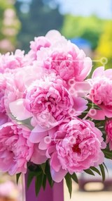 Σετ των 2 Intra Συλλεκτικό Ξύλινο Παζλ Plywood  4mm - Μωβ βάζο με ροζ παιώνιες Σε Ξύλινο Κουτί - Διαστάσεις: 10x10 cm – 25 κομμάτια