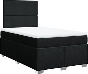 vidaXL Κρεβάτι Boxspring με Στρώμα Μαύρο 120x200 εκ. Υφασμάτινο