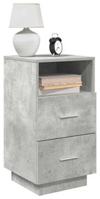 Κομοδίνα 2 τμχ με 2 συρτάρια Γκρι Σκυροδέματος 36x36x68 εκ.